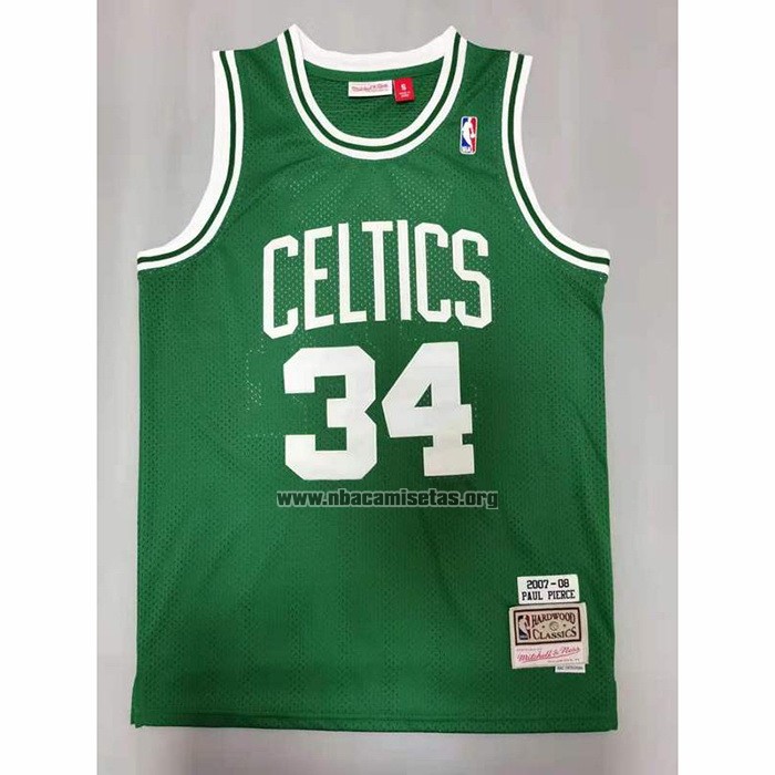 Camiseta Boston Celtics Paul Pierce NO 34 Hardwood Classics Throwback Verde